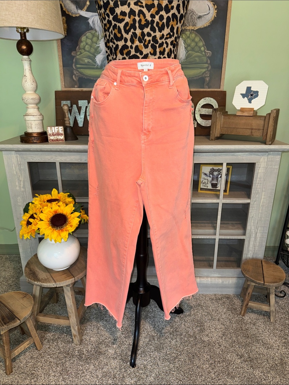 Special A Women's Coral Wide-Leg Jeans Size 2XL